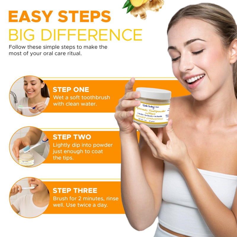 Dale Audrey Ayurvedic Remineralizing Tooth Powder for Sensitive Teeth | Organic Fresh Ginger Flavor for Teeth Whitening and Fresh Breath | Natural Tooth Sensitivity Toothpowder for Gums and Bad Breath-1.3 Oz - Image 4